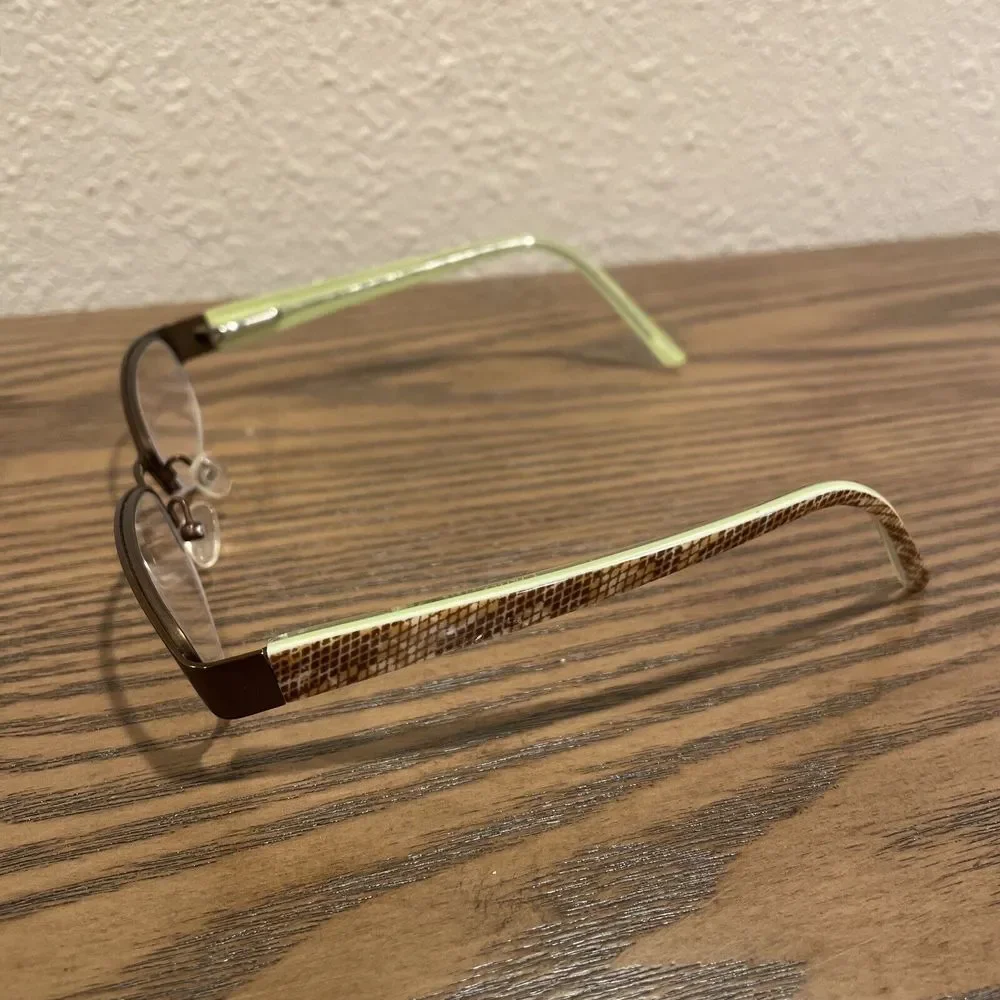 Chelsea Morgan Eyeglass Frames Only 51-17-135 CM813 BR Brown Half Rim Green